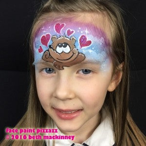 Cartoon Bear With Hearts and Clouds