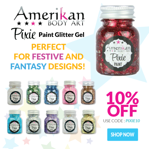 NEW Amerikan Body Art Pixie Paint Glitter Gels for 10% OFF!