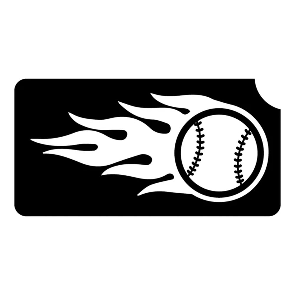 Art Factory Glitter Tattoo Stencil - Baseball with Flames (484) - 5 Pack
