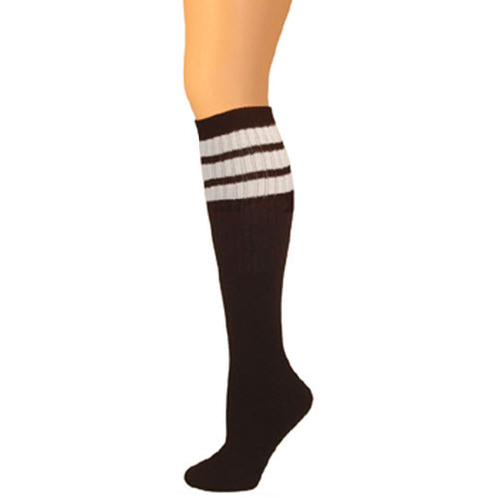 AJ's Top Striped Socks - Black w/ White (22")