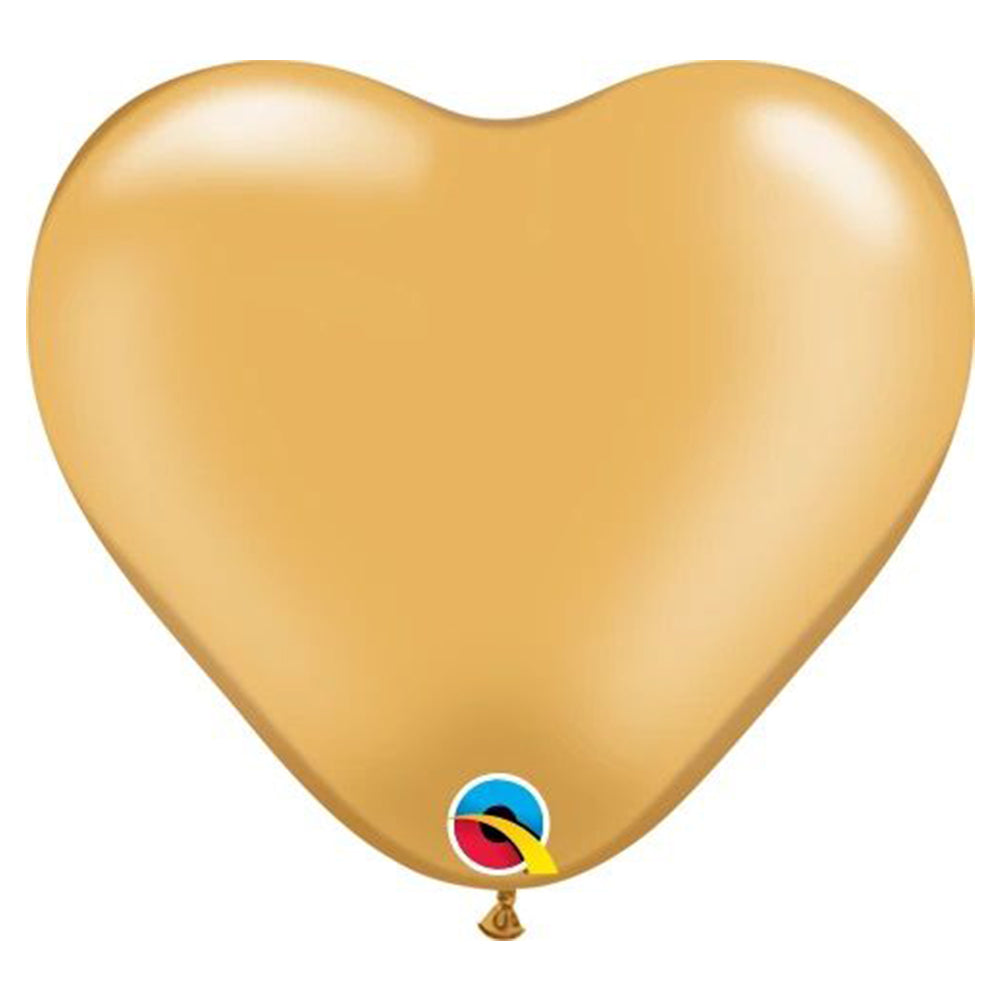 Qualatex 6 inch Heart Balloons - Gold (100/bag)