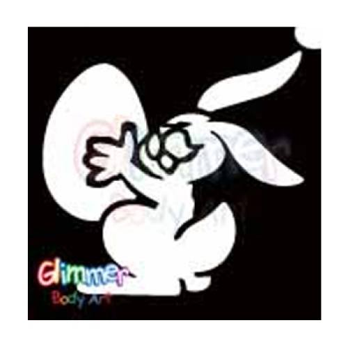GBA Glimmer Tattoo Stencil - Easter Bunny 1 with Egg (5/pk)