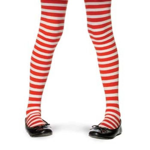 Child's Striped Tights - Red/White (Medium)