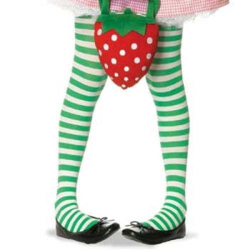 Child's Striped Tights - Green/White (Medium)