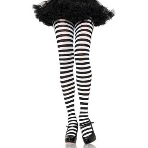 Leg Avenue Adult Striped Tights - Black/White (One Size)