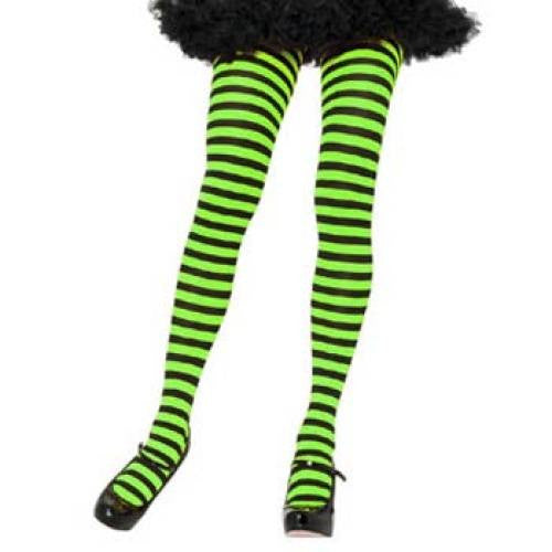 Leg Avenue Adult Striped Tights - Black/Lime Green (One Size