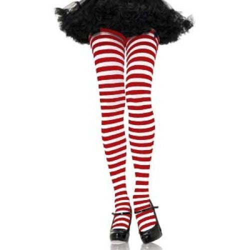 Striped Tights - White/Red