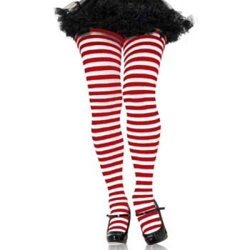 Striped Tights (3x - 4x) Red/White