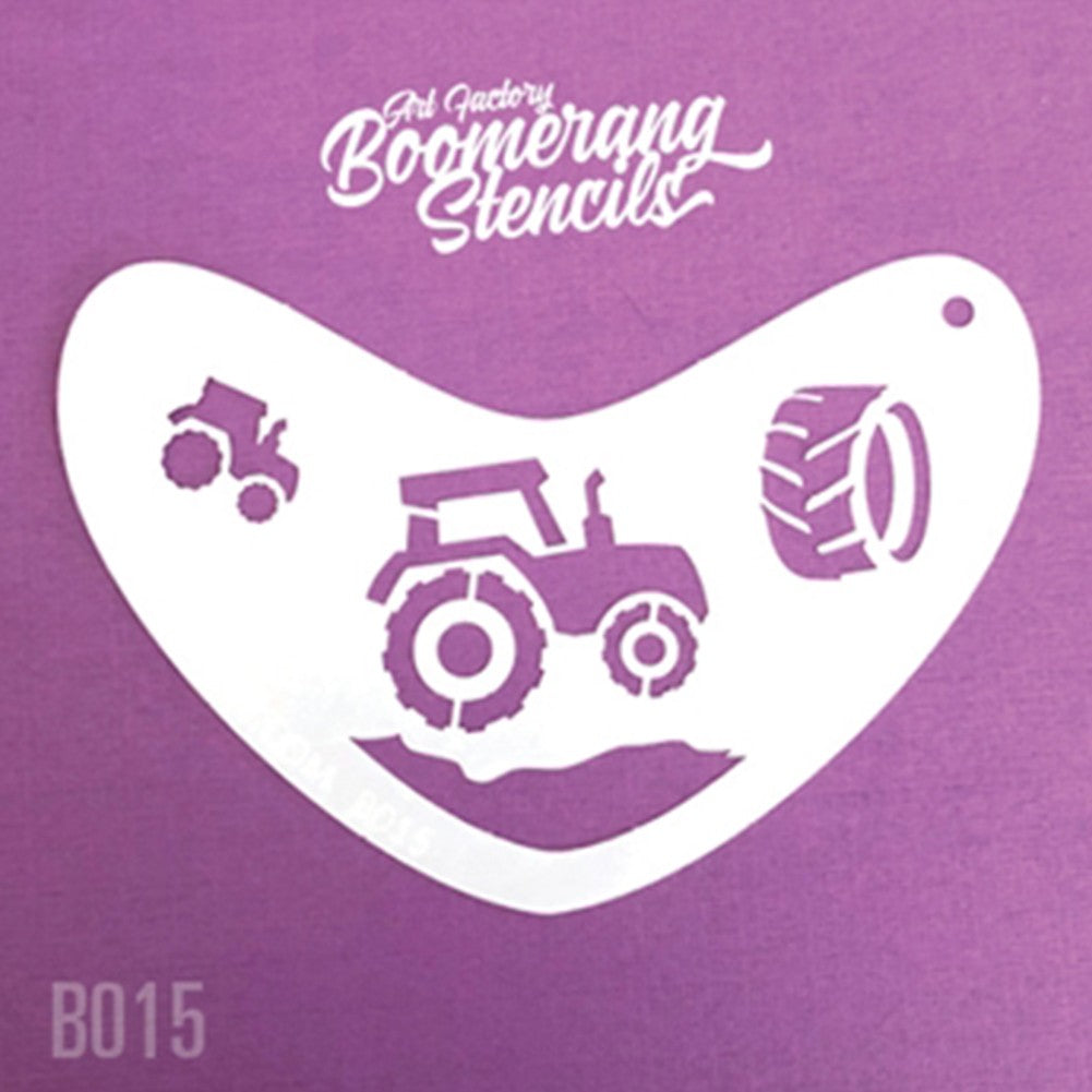 Art Factory Boomerang Face Painting Stencil - Tractor