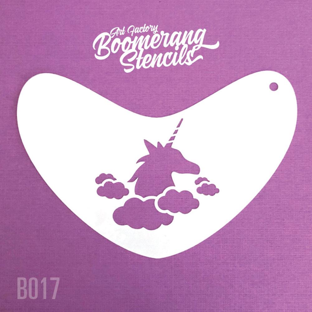 Art Factory Boomerang Stencil - Unicorn in Clouds, Reusable Face Painting Stencil, Great for Fairs, Carnivals, Party and Halloween