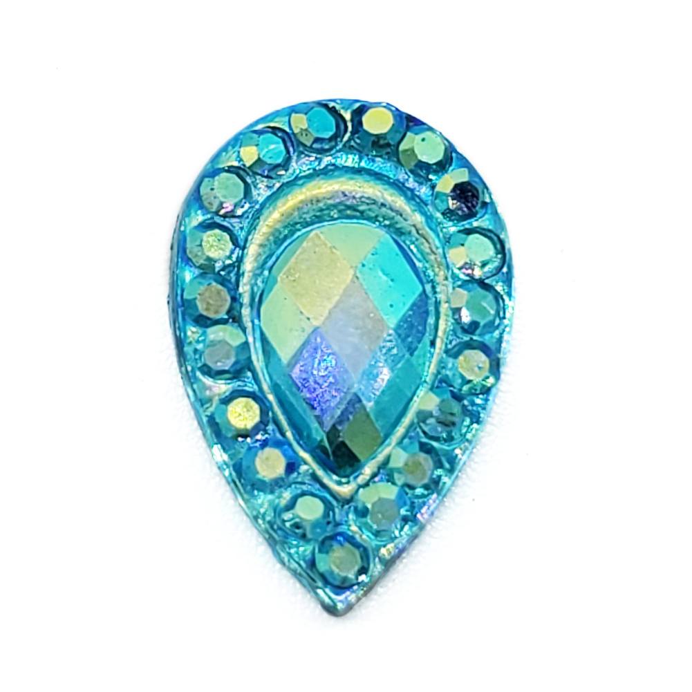 Resin Rhinestone Bling Tear Drop, Blue 12 mm, 20/pk