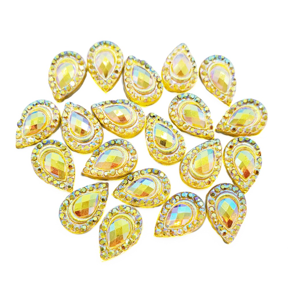 Resin Rhinestone Bling Tear Drop, Yellow 12 mm, 20/pk