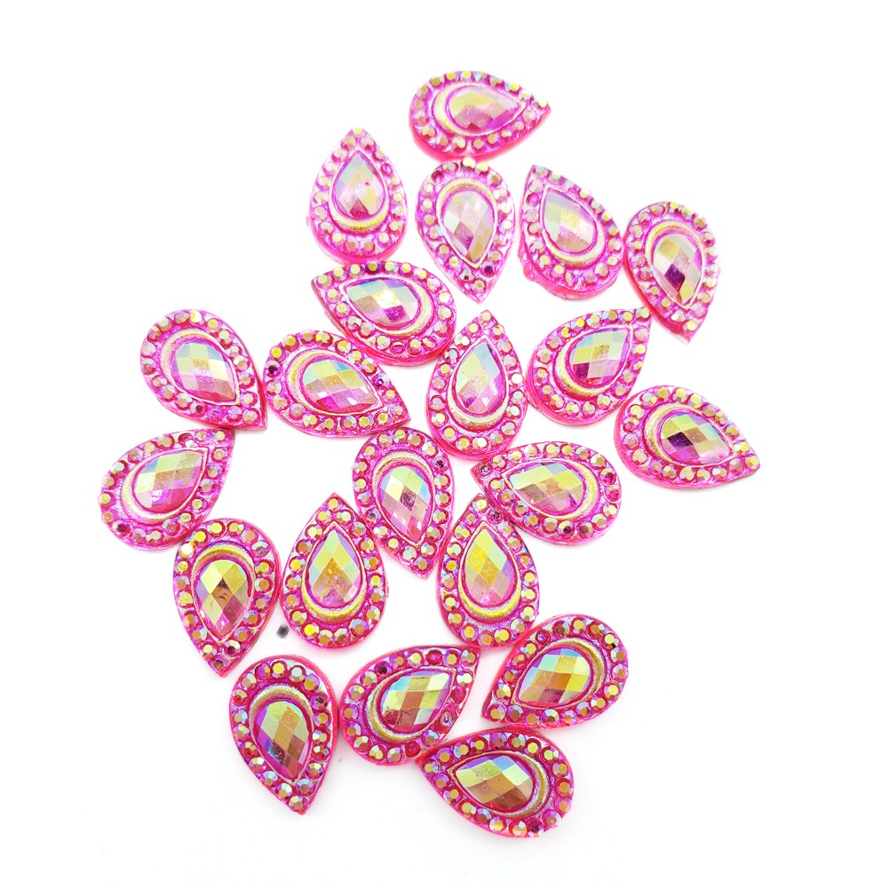 Resin Rhinestone Bling Tear Drop, Fuchsia 12 mm, 20/pk