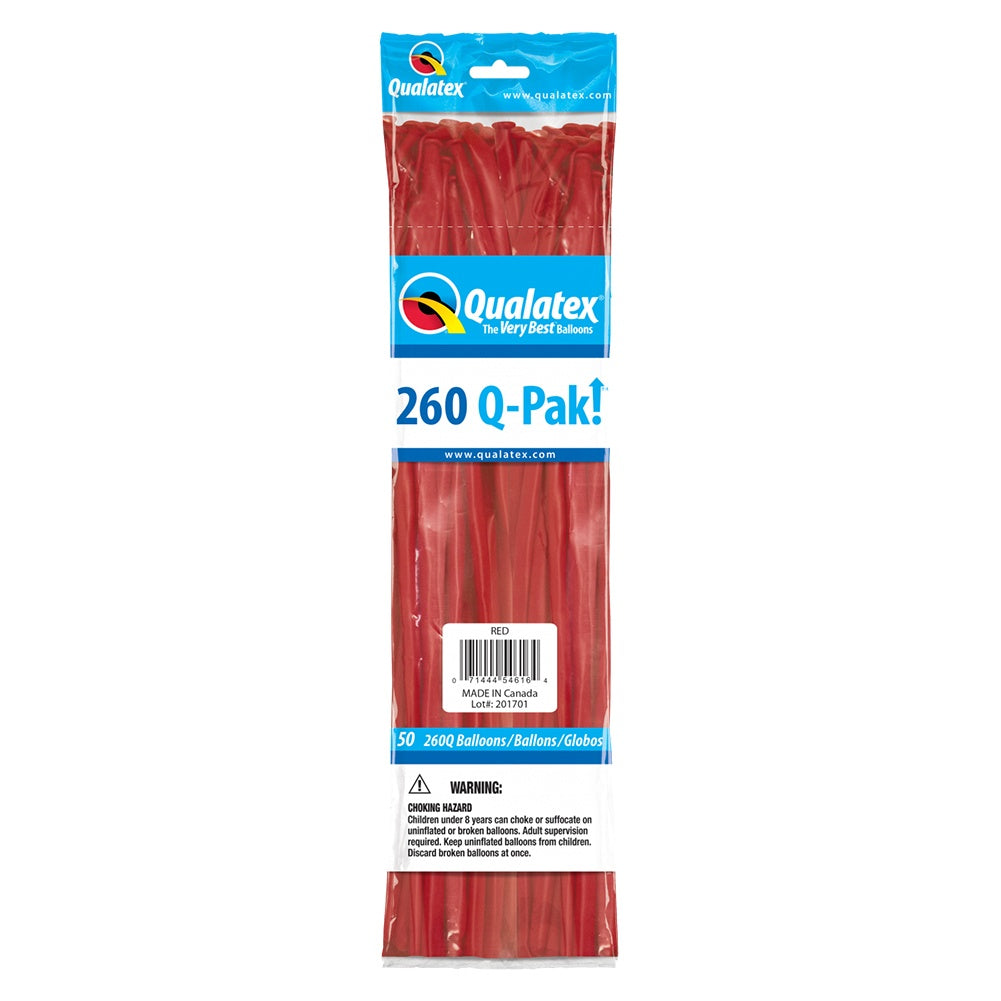 Qualatex 260Q Balloons - 50 ct Red