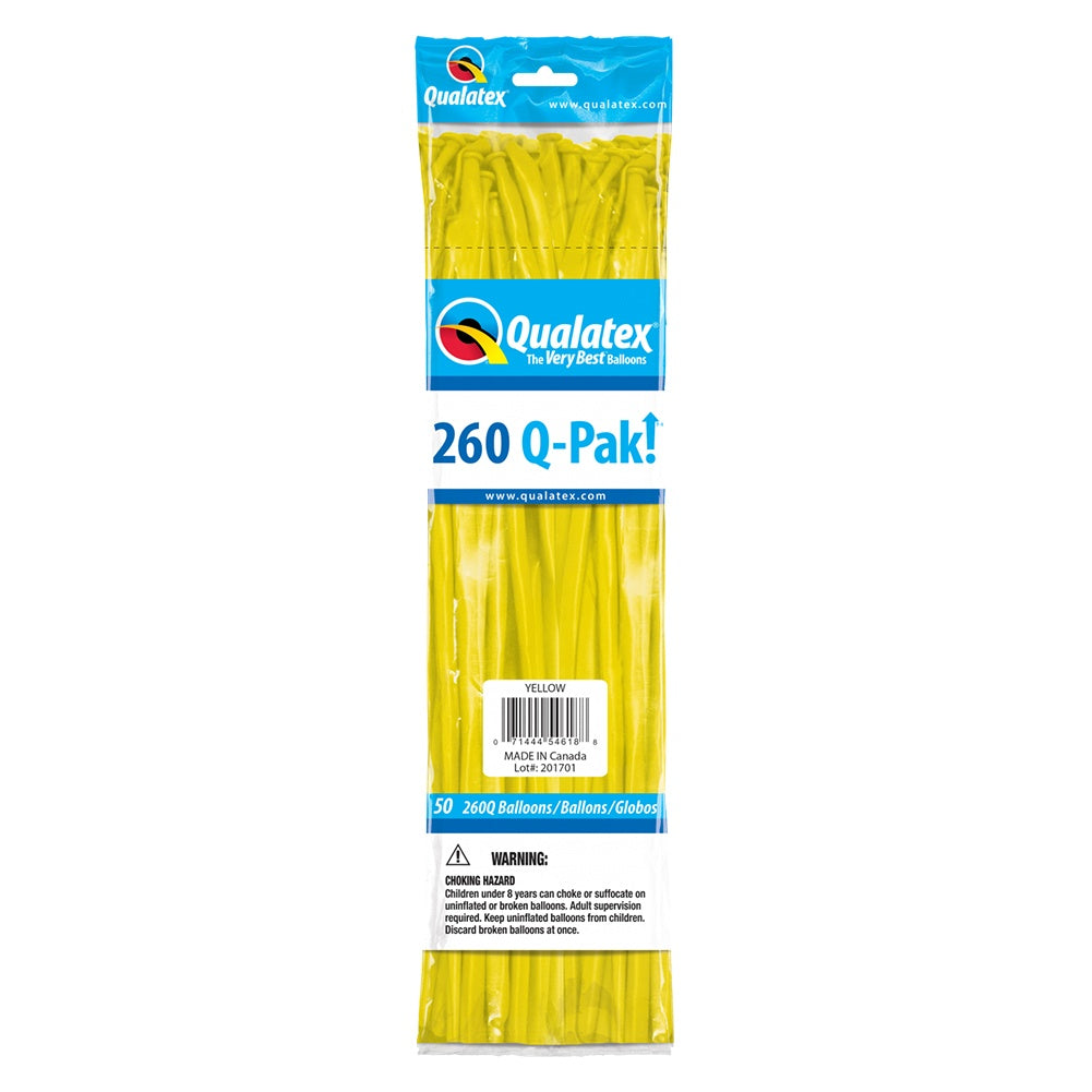 Qualatex 260Q Balloons - 50ct Yellow