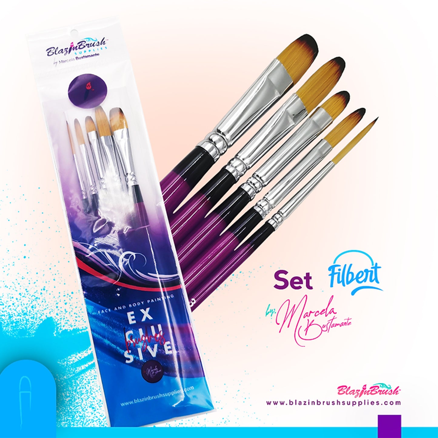 Blazin Brush Filbert Collection by Marcela Bustamante - Set of 5