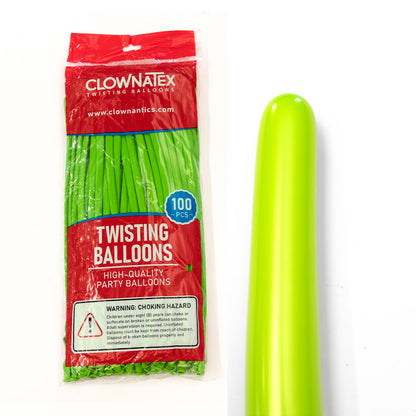 Clownatex 260 Balloons - Lime Green (100 pcs)
