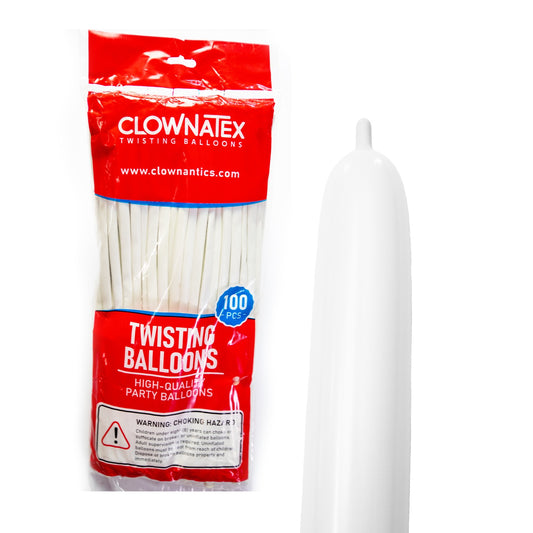 Clownatex 260 Balloons - White (100 pcs)