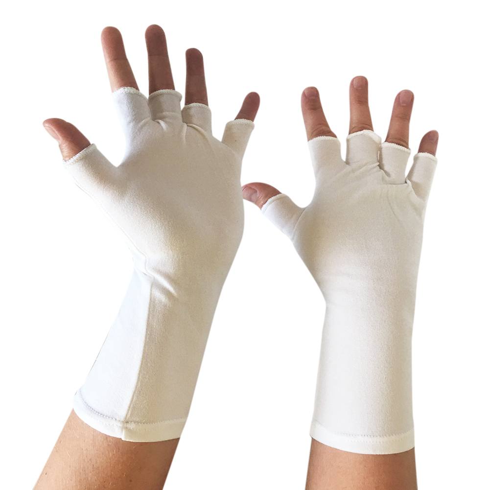 Long-Wristed Half-Finger Nylon Glove - White