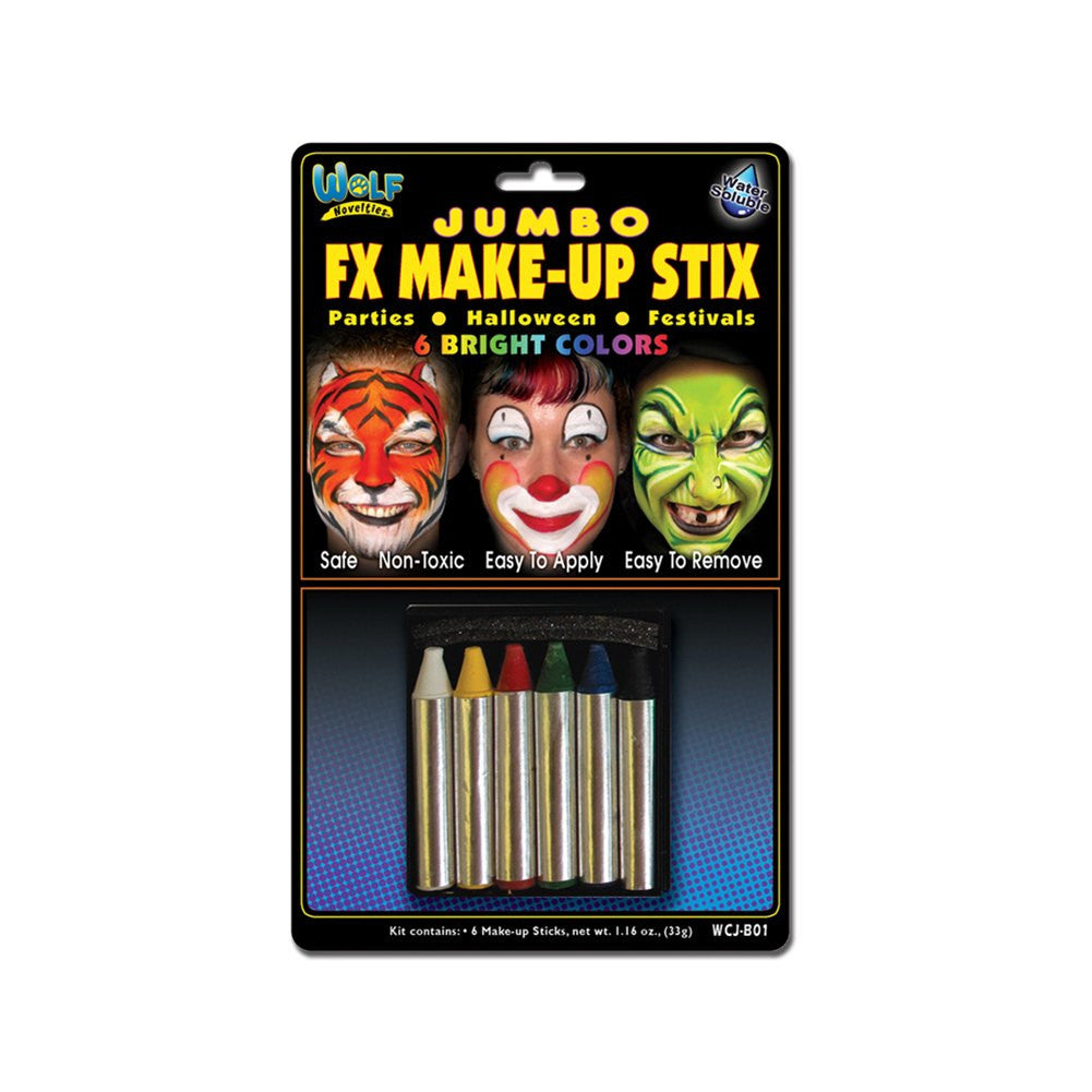 Wolfe Jumbo Bright Face Paint Crayons (6/box)