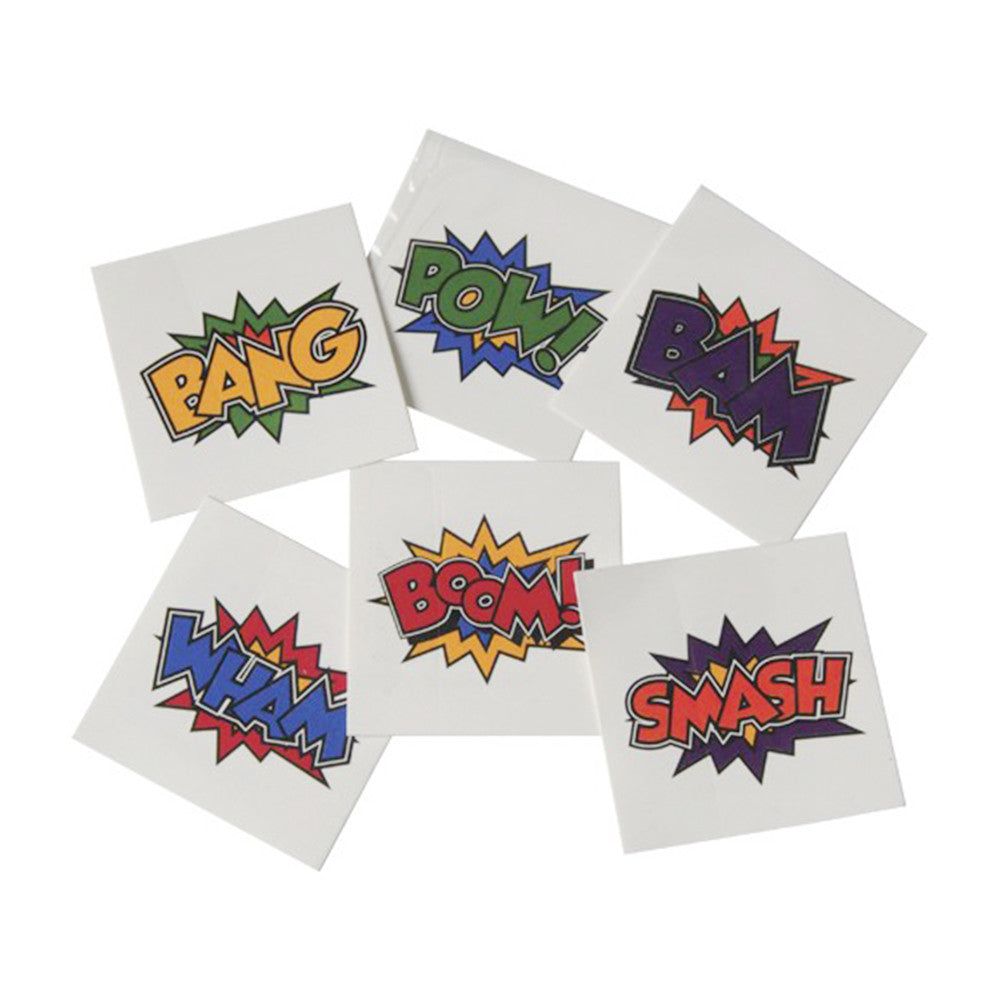 Temporary Transfer Tattoos - Superhero (6 Pack)