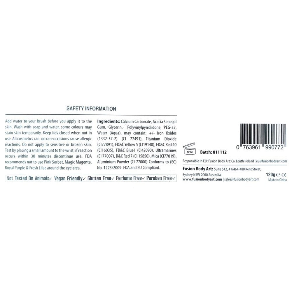 Fusion Body Art Spectrum Palette - Rainbow Explosion (12 Cakes/10 gm)