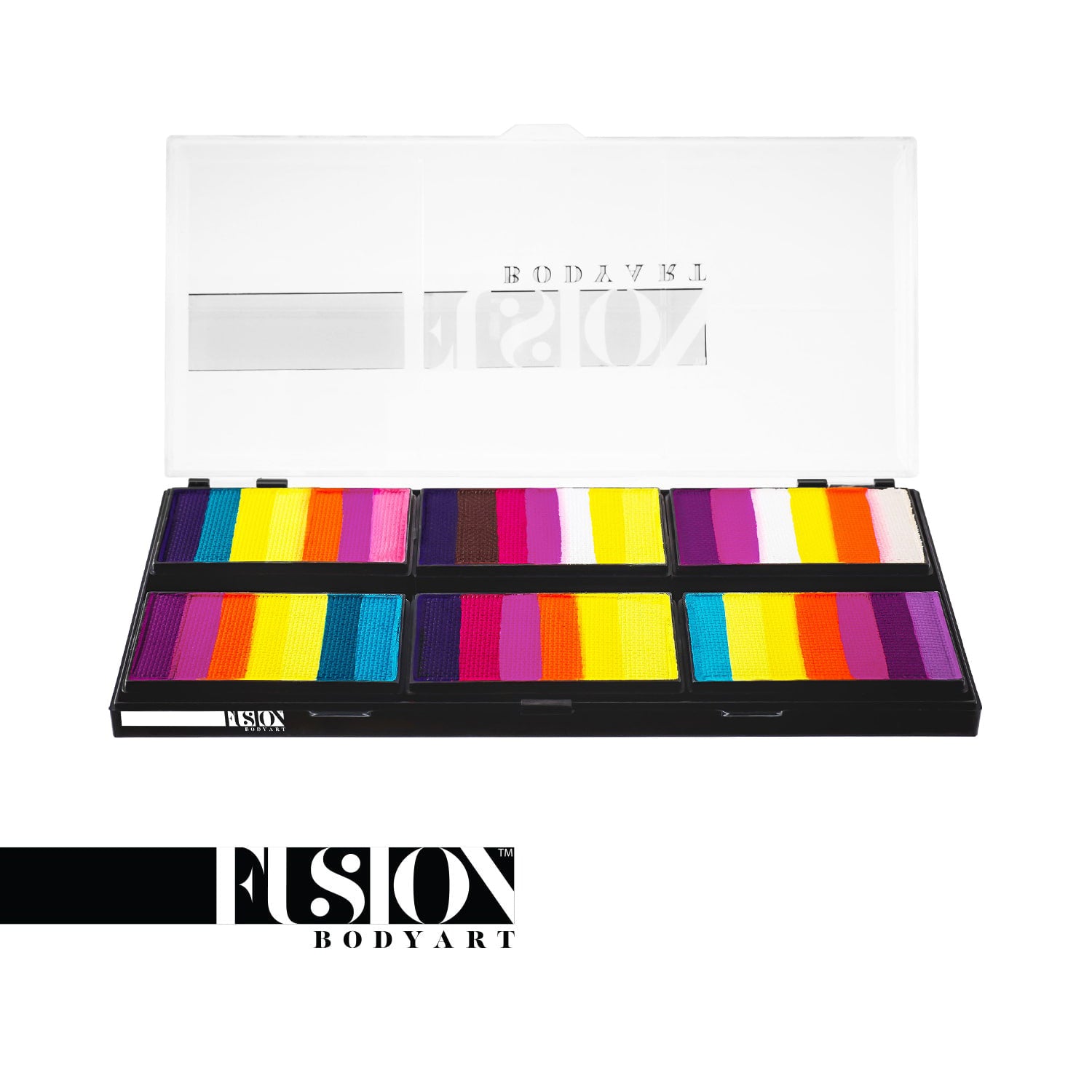 Fusion Body Art & FX Spectrum Palette - Leanne's Vivid Rainbow Petal Palette (Non Neon) - 6 Cakes/25 gm