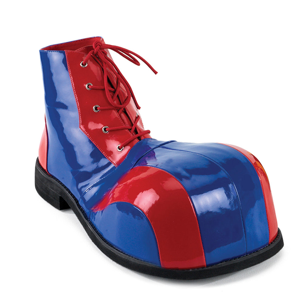 Red and Blue Leatherette Big Toe Clown Shoes