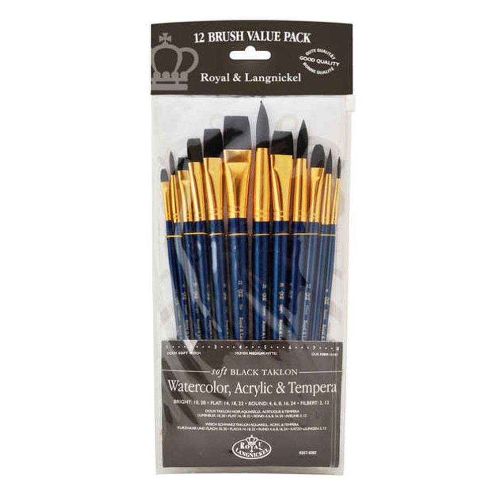Royal Black Taklon Value Brush Set - Blue #9302 (12 Piece)
