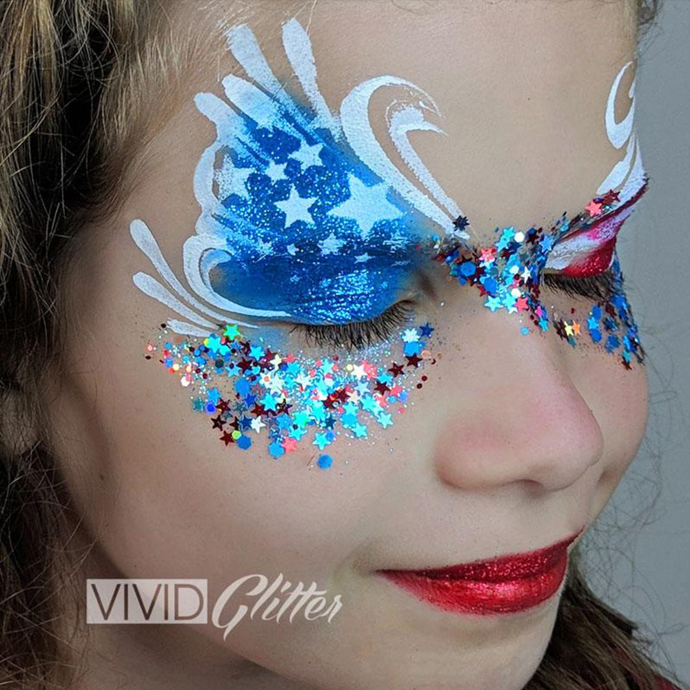 VIVID Glitter Loose Chunky Glitter - Red White & Boom (10 gm)