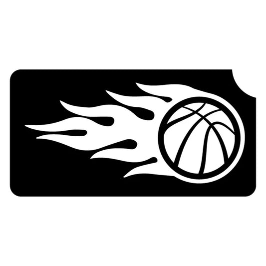 Art Factory Glitter Tattoo Stencil - Basketball with Fire (486) - 5 Pack