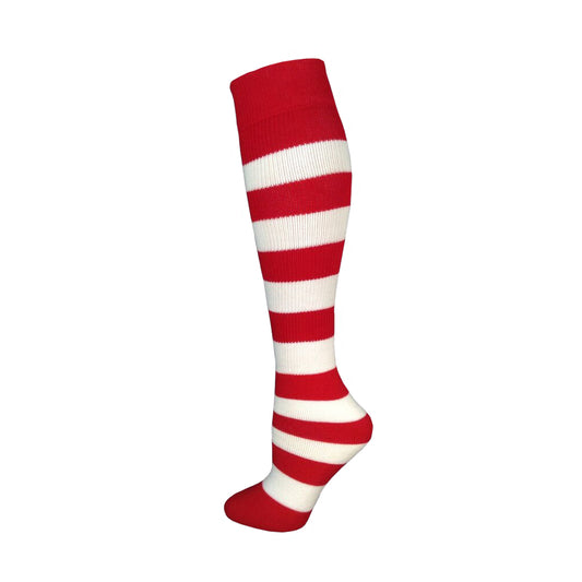 AJ's Striped Socks Junior - Red & White (23")