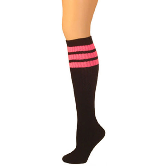 AJ's Top Stripe 22" Sock -  Black w/ Neon Pink