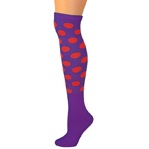 Polka Dot Knee Socks - Purple w/ Red Dots