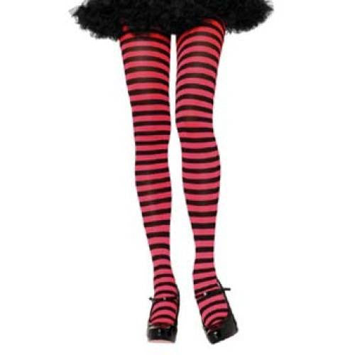 Leg Avenue Adult Striped Tights - Black/Red (One Size)
