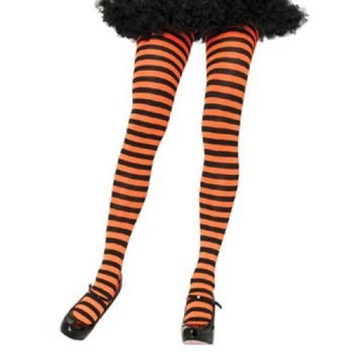 Leg Avenue Adult Striped Tights - Black/Neon Orange (One Size)