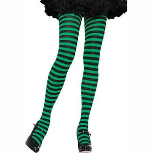 Leg Avenue Adult Striped Tights - Black/Green (One Size)