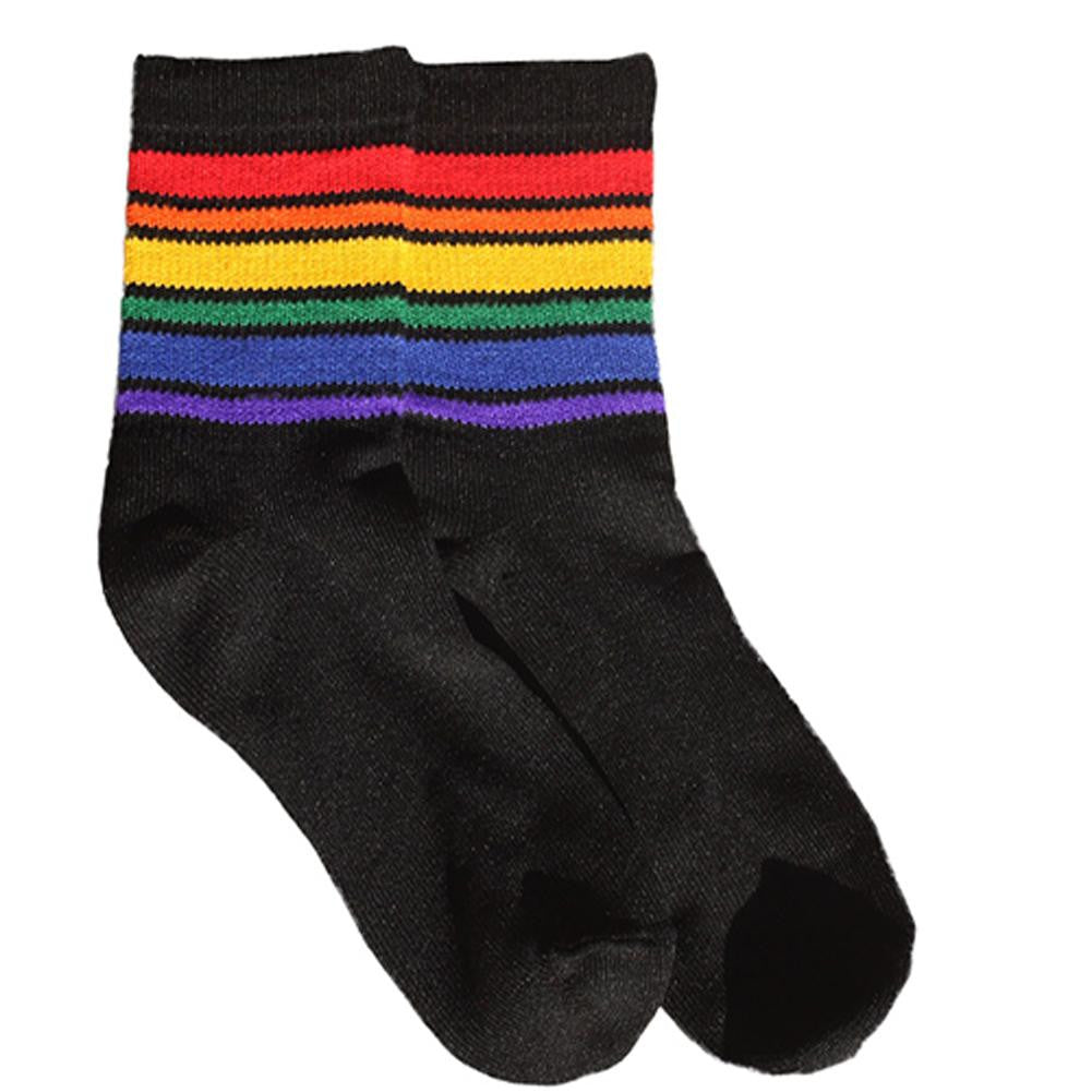 Pride Socks Rainbow Striped Socks - Medium Low Cut (Black) –