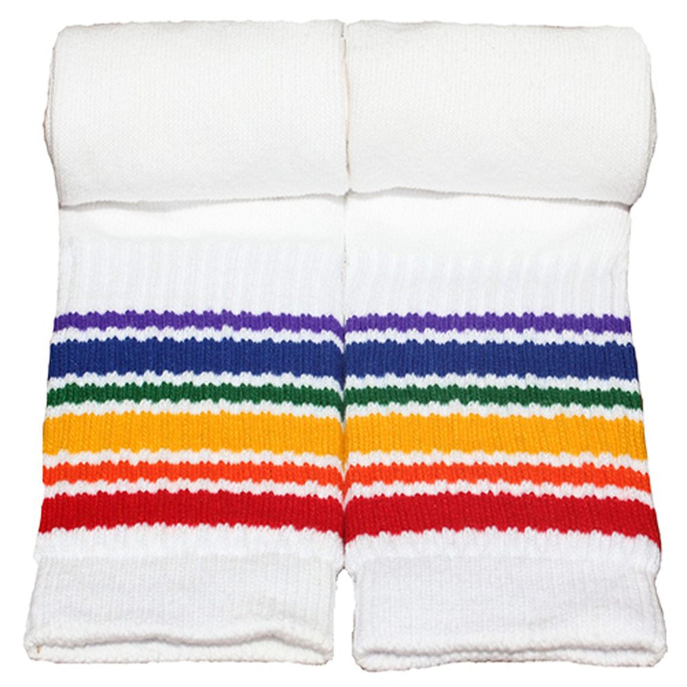 Rainbow Striped Athletic Socks 10" Toddler Tube Style 1