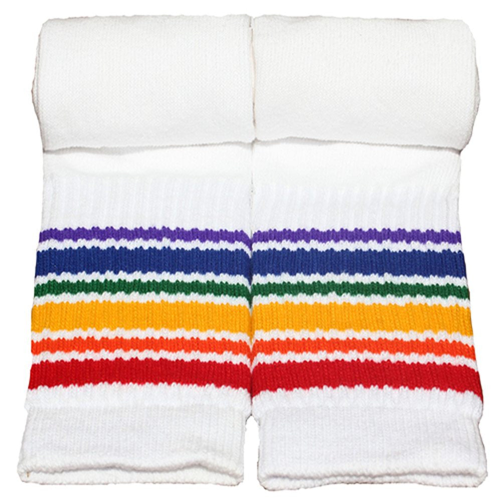 Rainbow Striped Socks Athletic 14" Kids Tube Style 1