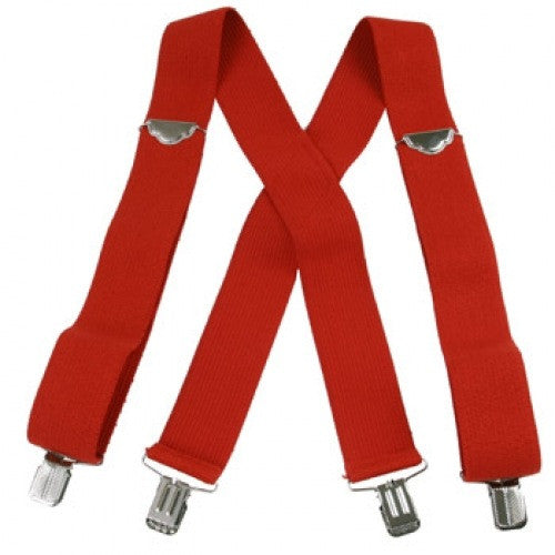 Jumbo Clip Suspenders - Red (2")