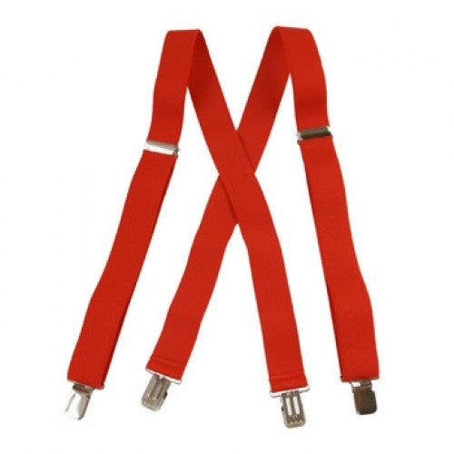 Jumbo Clip Suspenders - Red (1.5")