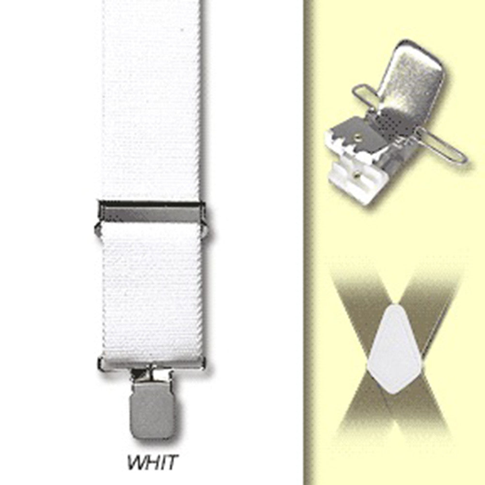 Jumbo Clip Suspenders - White (1.5")