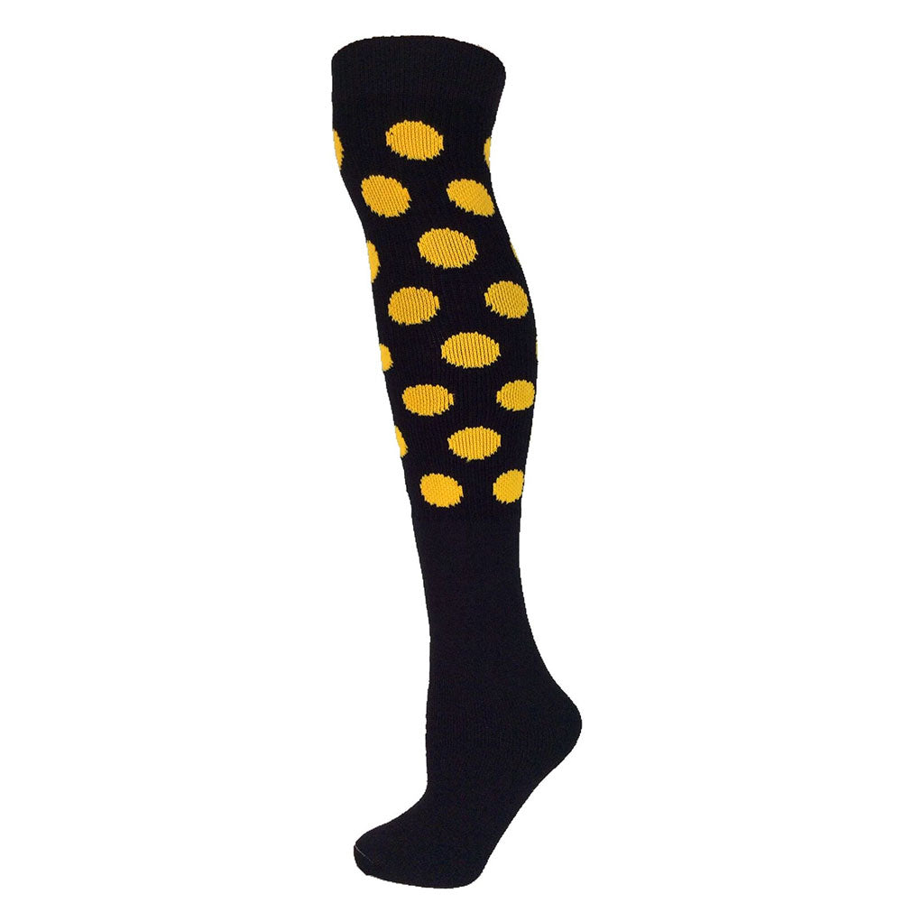 Polka Dot Knee Socks - Black w/ Gold Yellow Dots: