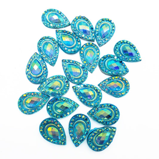 Resin Rhinestone Bling Tear Drop, Blue 12 mm, 20/pk
