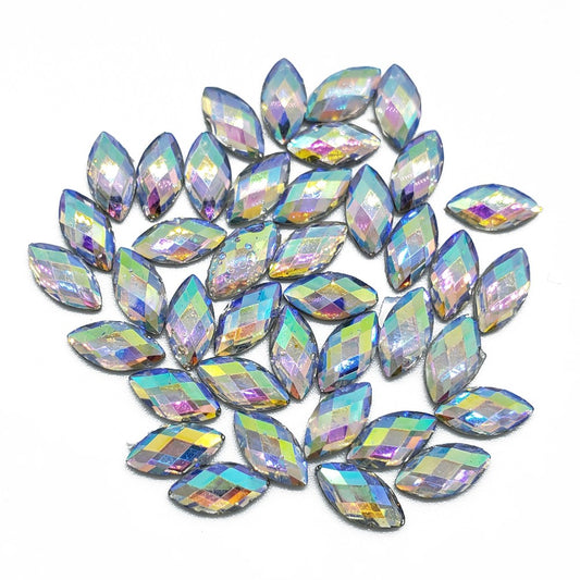 Resin Rhinestone Bling Eye Shaped, AB 8 mm, 40/pk