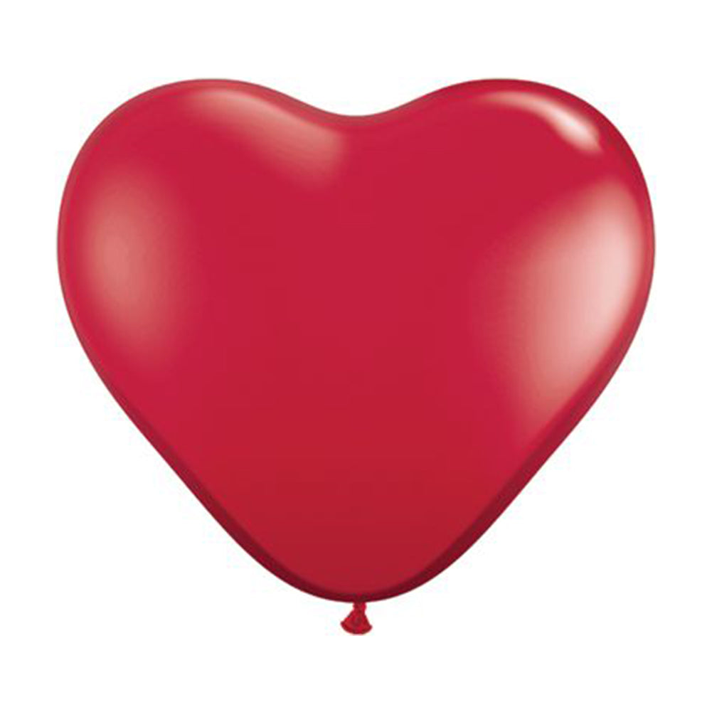 Qualatex 6 inch Heart Balloons - Ruby Red (100/bag)
