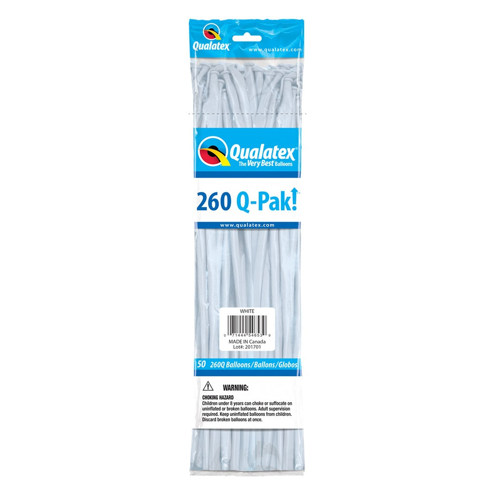 Qualatex 260Q Balloons - 50ct White