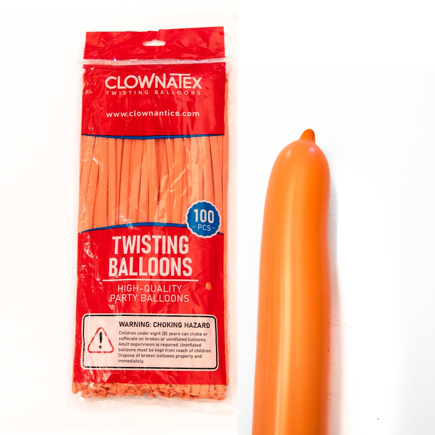 Clownatex 260 Balloons - Orange (100 pcs)