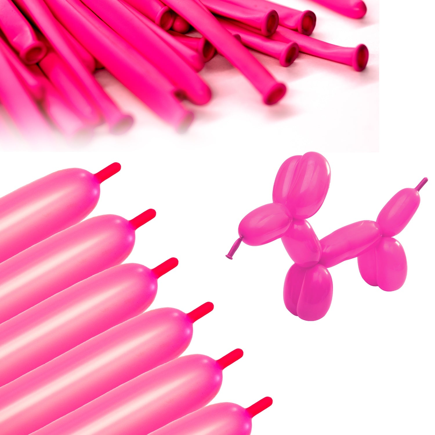 Clownatex 260 Balloons - Neon Pink (100 pcs)